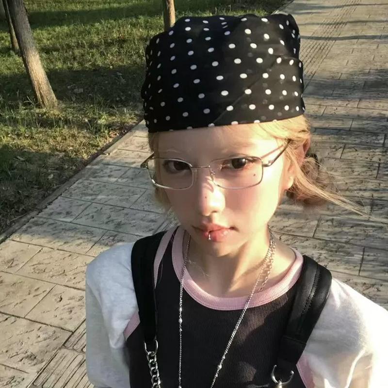 Polka Dot Silk Scarf Cozy Headscarf Hair Band Hair Tie Fashionable Multifunctional Square Scarf Waist Butt Curtain