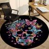 1pc Neon Skull Floral Design Chair Carpet for Office, Round Non Slip Durable Large Size Office Carpet, Suitable for Office