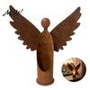 Gift for Garden Lovers Rusted Angel Candle Holder, Vintage Metal Tealight Candelabra, Patio Ornament Decor Rustic Weather?Resistant Statue,