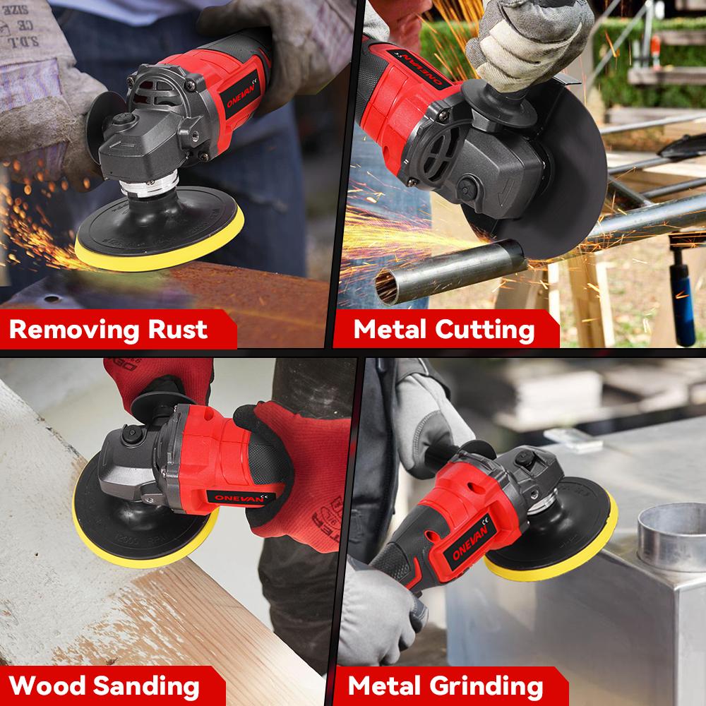 ONEVAN 125MM Brushless Electric Angle Grinder 2in1 Polishing  M14 Cutter Metal Wood Power Tool For Makita 18V Battery Pin
