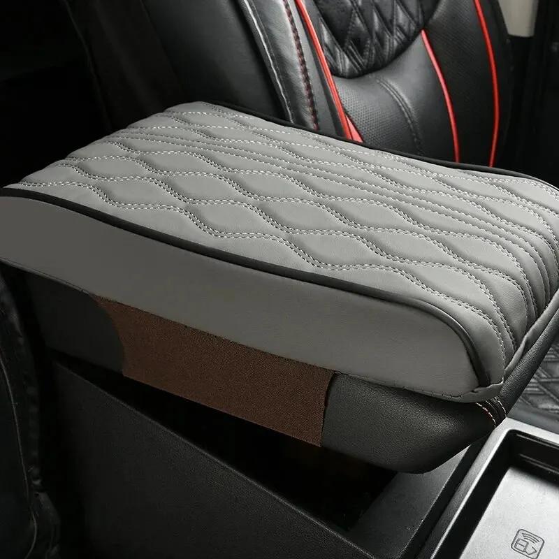 Wave Embroider PU Leather Car Armrest Mat Center Console Arm Rest Protection Cushion Auto Armrests Storage Box Cover Pad