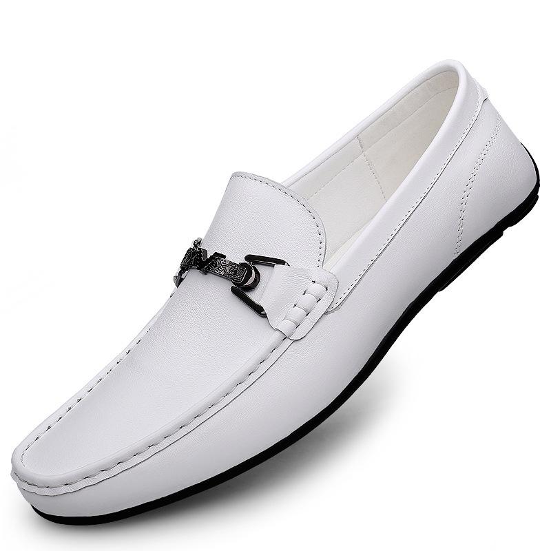 Men s Summer Breathable Low-Cut Leather Driving Loafers 39