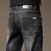 Männer Jeans Schwarz Slim Gerade Business Casual Schwarz Elastizität Baumwolle Denim Hosen Hosen hosen TPK09