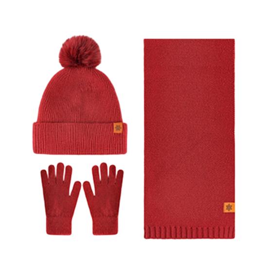 

3Pcs/Set Women Hat Scarf Gloves Set Double-Layer Velvet Plush Ball Hat Cold Protection Scarf Touchscreen Gloves Set Ski Cycling Gear