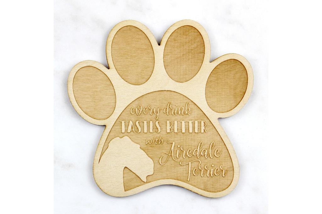 Airedale Terrier, Bingley Terrier - Tassenuntersetzer, gravierter Untersetzer mit Hund, Geschenk für Hundeliebhaber von der Marke Art-Dog