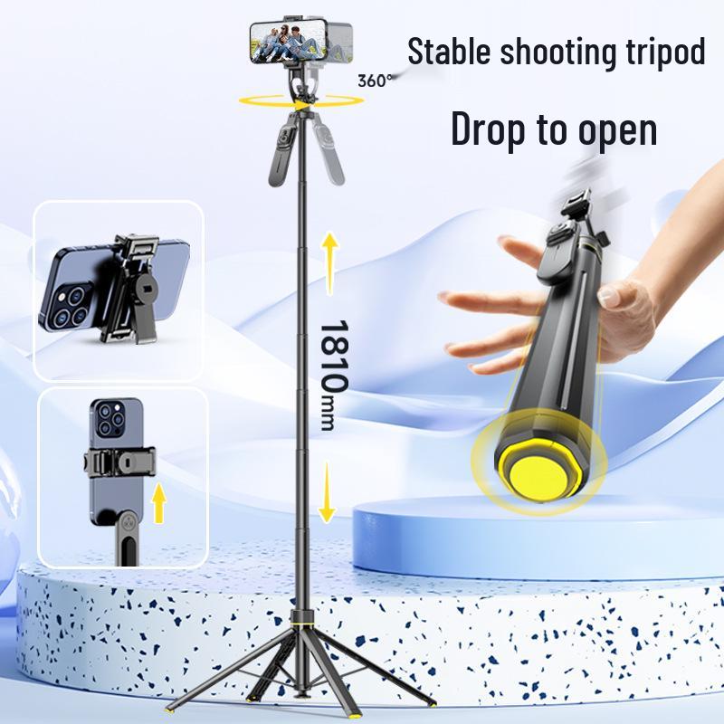 Anti-Shake Selfie-Stick mit einziehbarem Vierbein-Ständer für Live-Streaming und Fotografie