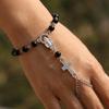 Cross Pendant Christian Jewelry Imitation Pearl Beaded Catholic Prayer Accessory  Spiritual Wear
