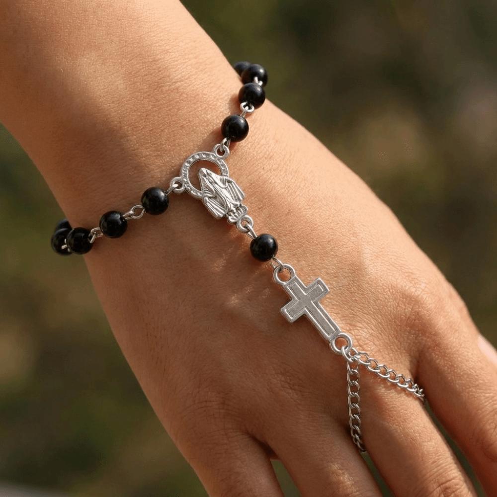 Cross Pendant Christian Jewelry Imitation Pearl Beaded Catholic Prayer Accessory Spiritual Wear