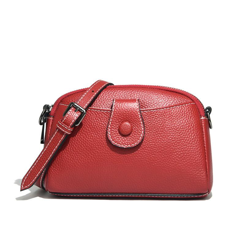 Leather women's bag first layer cowhide small square bag spring new trendy bag Internet celebrity fashion simple shoulder messenger bag