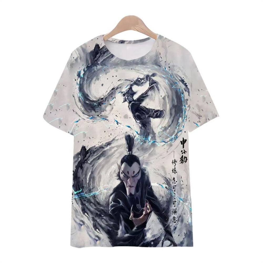 

3D Printed Anime Nezha T-Shirt Boys Summer Crew Neck Short Sleeve Comfortable Loose Top 100