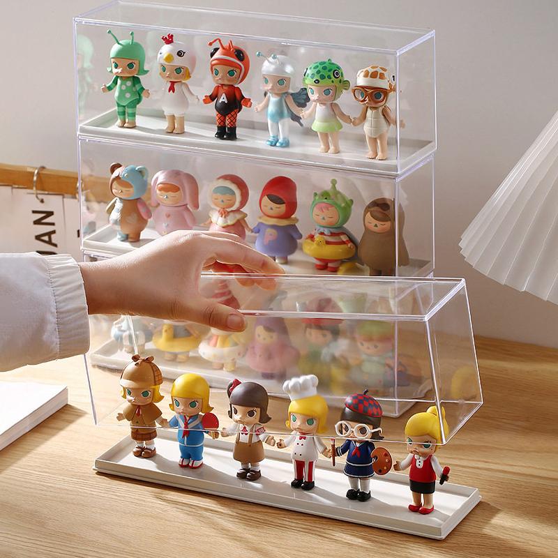 Acrylic Doll Collectible Display Case Transparent Toy Storage Box Stackable Dustproof Rack