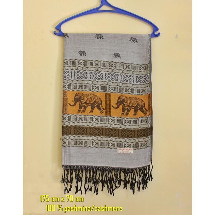 Foulard Pashmina - Gris - Cachemire & Soie - 70x180 Cm - Chic - Automne/Hiver
