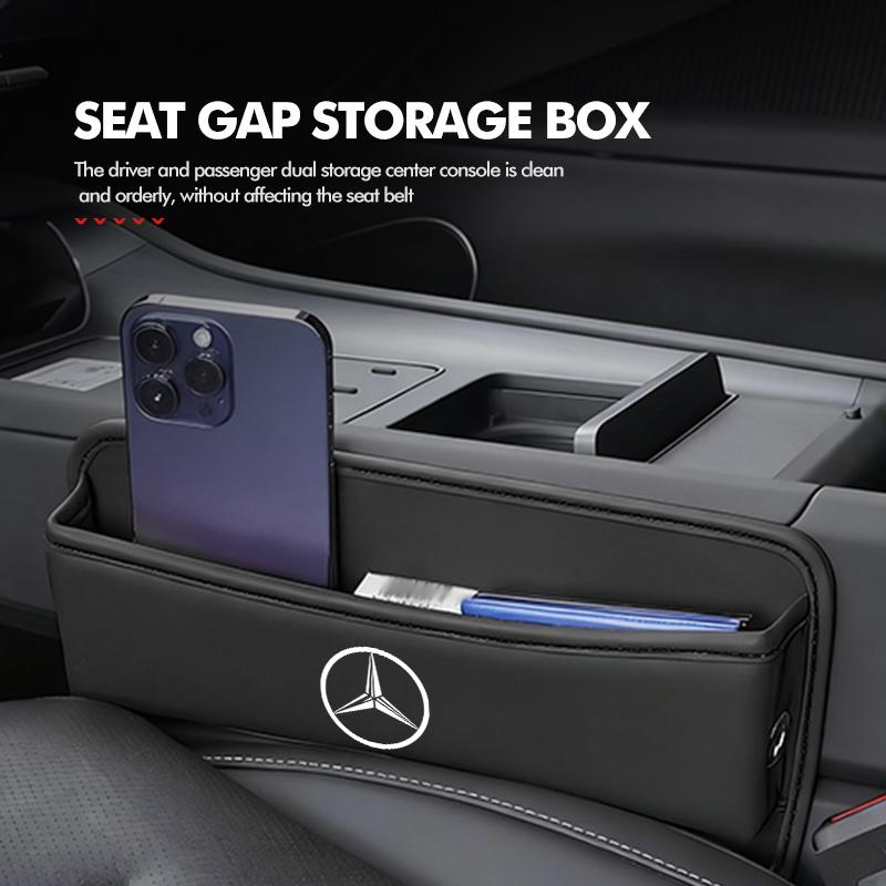 AABCR1 For Benz Car Seat Gap Storage Box Leather Storage Pocket Keys Card Phone Holder Accessories AMG Exclusive W204 W222 W205 W203