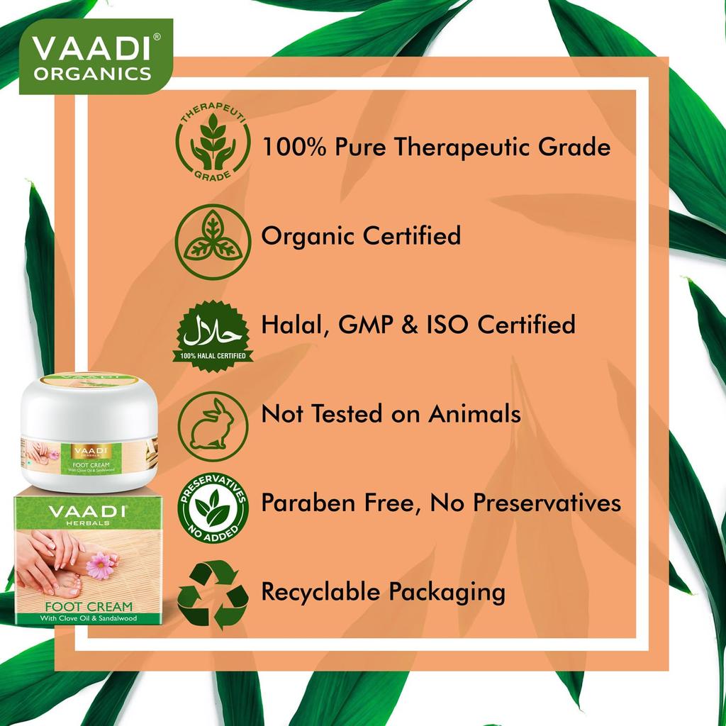 Vaadi Herbals Foot Cream With Clove And Sandal Oil For Dry Rough Heels Moisturizing Foot Care Cream 30 g X Pack Of 3