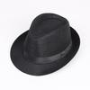 Jazz hat, linen solid color top hat, men's and women's crimped couple's sun hat