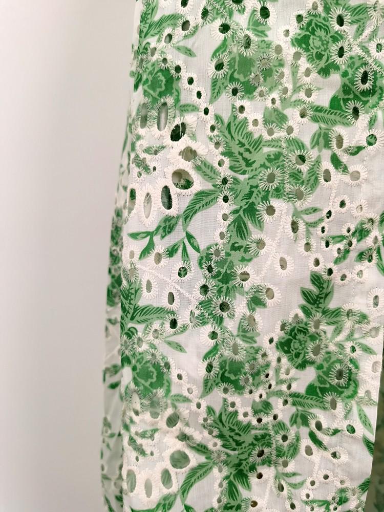 Vietnamese Designer Floral Embroidered Suspender Dress & Slim Split Long Skirt Set