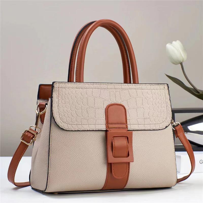 Contrasting Color Stone Pattern, Simple Leather Texture, Personality and Large Capacity, Shoulder Crossbody Big Bag