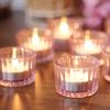 Fresh Striped European Tea Light Glass Candle Holder for Family Atmosphere