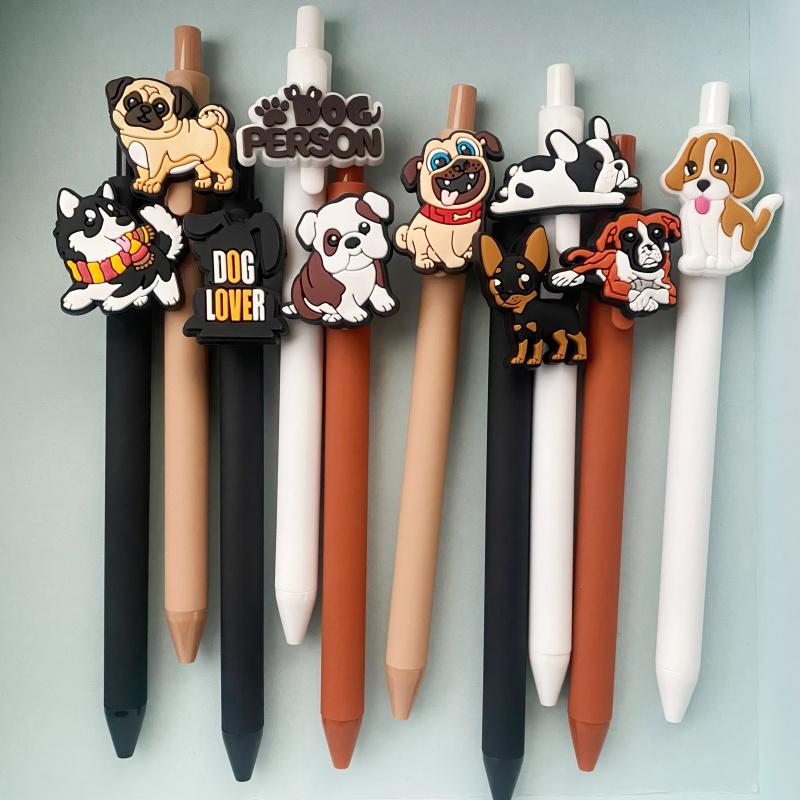 Set di 8 Penne Gel Cane Carino / Set di Scrittura Retrattile con Inchiostro Nero per Amanti dei Cani / Tecnici Veterinari / Studenti / Cancelleria per Ufficio / Penne Animali / Essenziali per il Lavoro