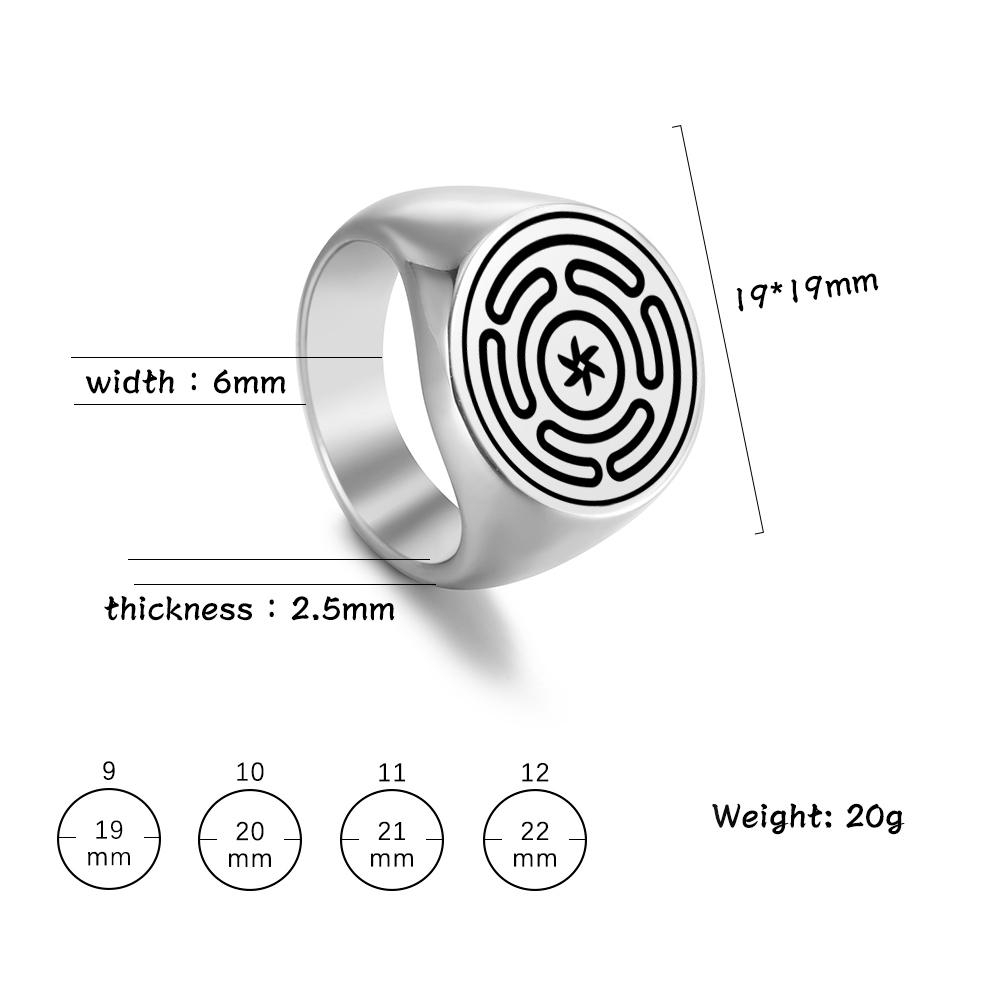 

LIKGREAT Hecate Wheel Strophalos Hekate Rings Stainless Steel Magic Symbol Logo Charm Kabbalah Ring Amulet Vintage Jewelry Gift 8