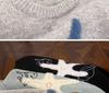Unisex Korean Lazy Star Embroidered Round Neck Sweater - Casual Autumn/Winter Knit Top