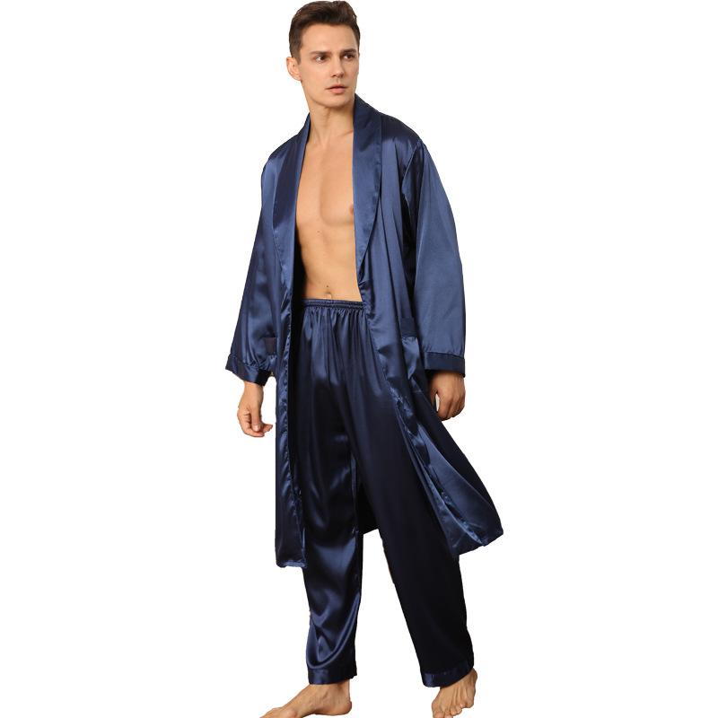 European size bathrobe, men`s silk nightgown