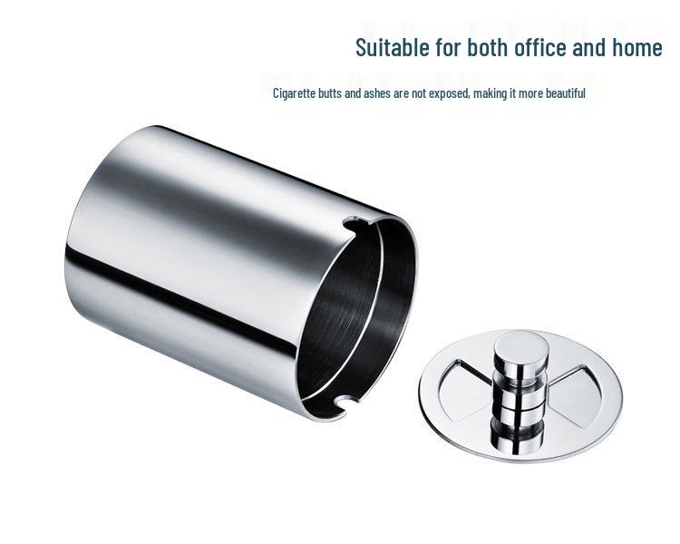 Seiko Stainless Steel Ashtray with Lid - Creative, Thickened Design for Home, Car, or Cafe Use