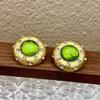 1 Pair Sparkling Design Green Crystal Earrings Green Crystal Sparkling Earrings  Women Jewelry