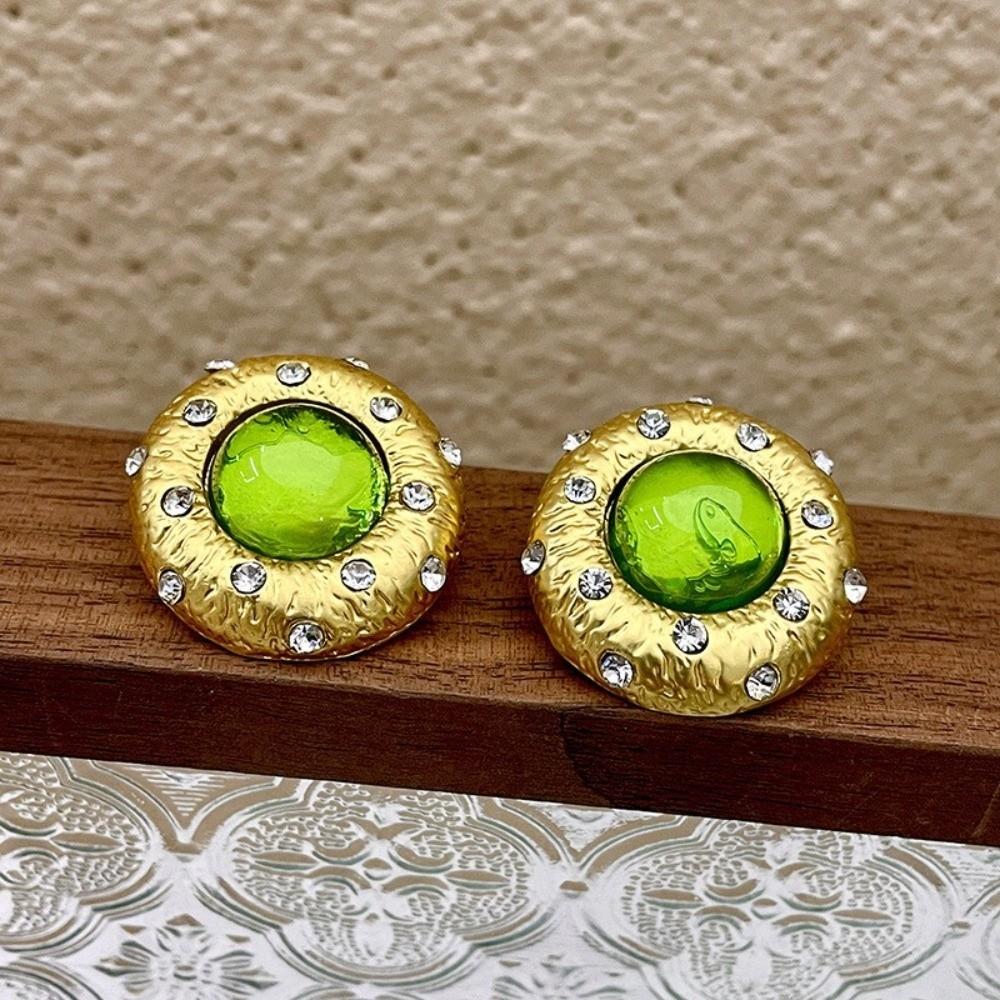1 Pair Sparkling Design Green Crystal Earrings Green Crystal Sparkling Earrings Women Jewelry