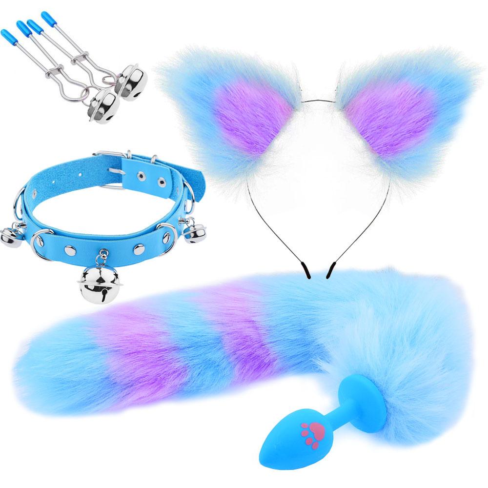Erotic Ear Hairpin Breast Clips Vestibule Anal Plugs Male Female Apparatus Sex Toys Sm Bell Series Set Foxtail Anal Plugs