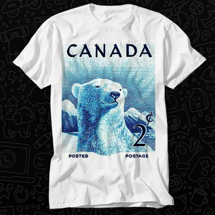 

Vintage 1953 Canada Polar Bear Postage Stamp T Shirt 591 S