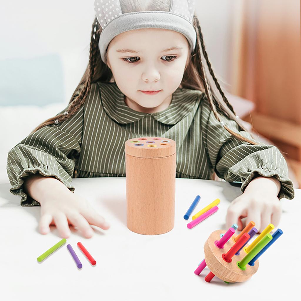 Children'S Color Classification Tube, 3-6 Years Old, Color And Shape Recognition Pairing, Wooden Toys
