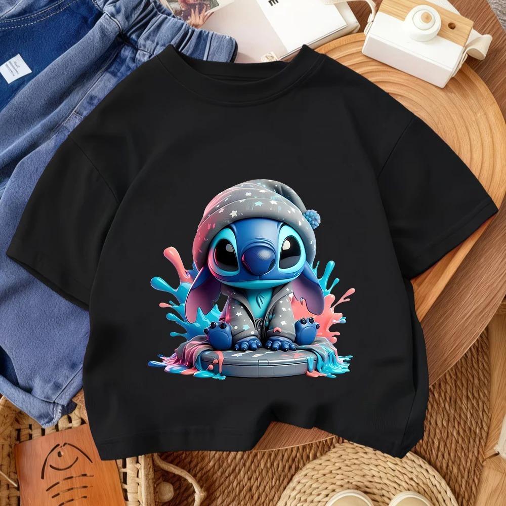 Popular Cartoon Children Tee Stitch Street Fashion For Boys Girls Summer Lightweight Casual Wear 3-14Y