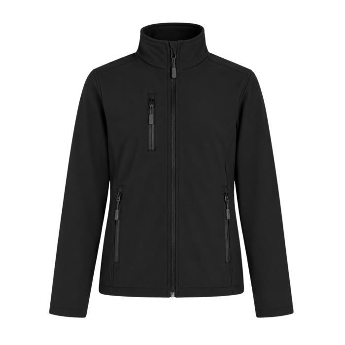 Veste Softshell Femme Noire 300 g/m² – Coupe-Vent et Résistante à la Pluie - Taille : XL - Noir
