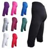 Hohe Taille, einfarbig, mittellang, dehnbar, Damen-Leggings, kurze Hose, zum Laufen