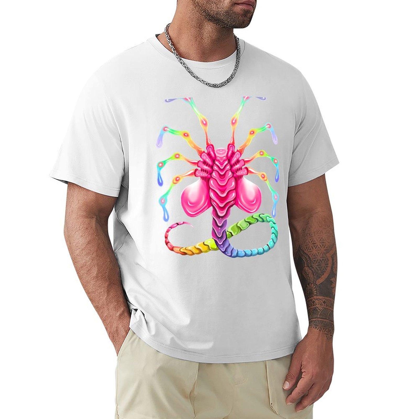 Rainbow Alien Tshirt Casual Lightweight Short Sleeve Top S