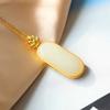 Nieuw Ingezette Natuurlijke En Witte Chalcedoon Lange Ronde Ketting Hanger Chinese Bedel Dame Elegant Fris Sieraden
