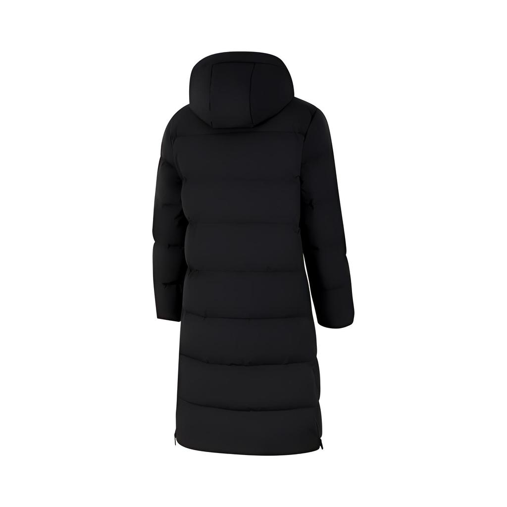 Li-Ning Solid Color Warm Windproof Long Hooded Down Jacket Women outerwear Black AYMU290-3
