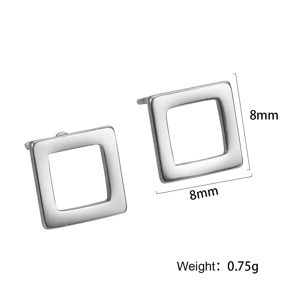 Geometric Stud Earrings Women Stainless Steel Round Square Oval Hexagon Star Triangle Rectangle Trend Jewelry Gifts