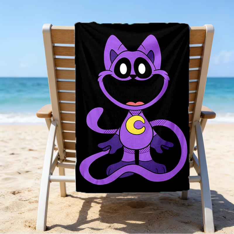 proof beach towel with a Poppy Playtime pattern - soft,absorbent,quick-drying,machine washable - perfect for swimming,camping,bathing
