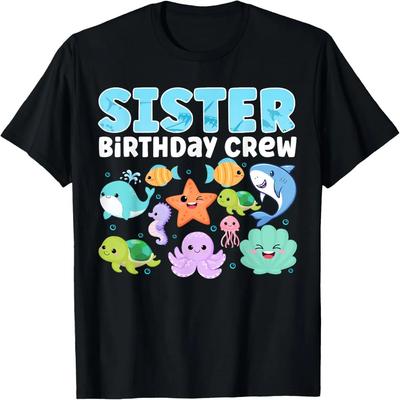 Sister Birthday Crew Sea Fish Ocean Animals Aquarium Party T-Shirt