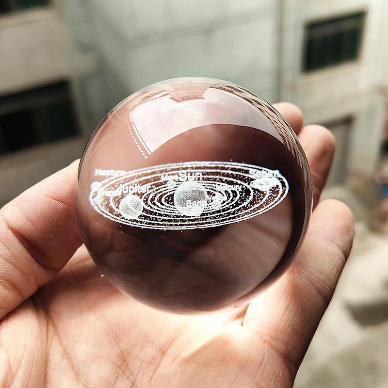 "40 Crystal Ball Ornaments: Rainy Day Clouds, Sun, Galaxy Design - Laser Engraved Cube for Home Decor and Gifts"