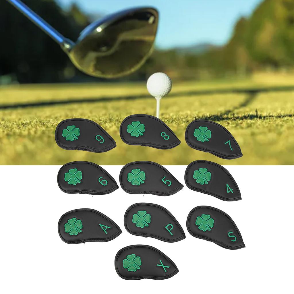 10 PCS Head Covers Four Leaf Pattern PU Waterproof Delicate Iron Covers Set for Most s