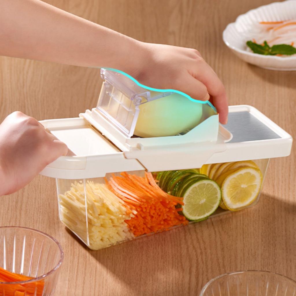 Mandoline Cutter with Container Stainless Steel Vegetable Grater Box Julienne Cutter with Catcher Safety