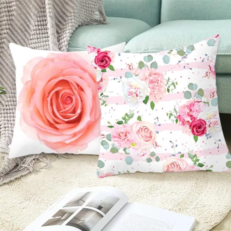 Pink Leaf Feather Pillowcase Office Living Room Home Pillowcase Car Ornaments