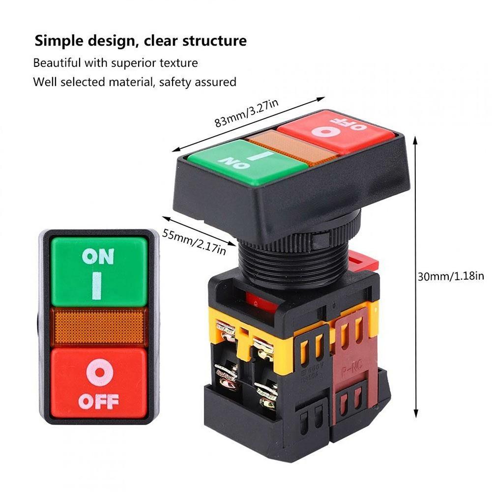

PPBB-30N Double Push-Button Switch With LED Light On-Off Momentary