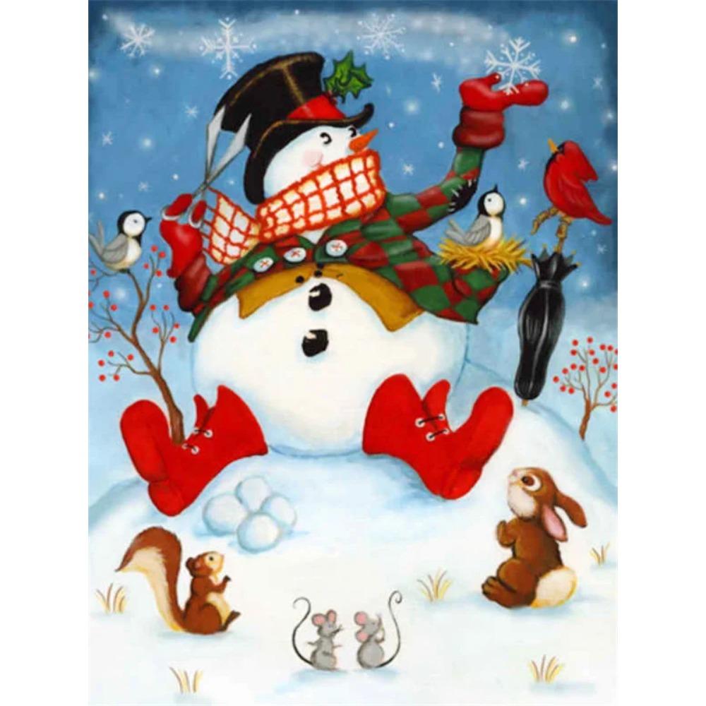 Elmas Boyama Sanatı Tam Matkap Kardan Adam Elmas Boyama El Yapımı Karlı Gün Diy Elmas Mozaik Resim Ev Dekorasyon Noel Hediyesi