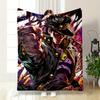 Dynamic Anime-style Figure with a Bold Pose and Chain Details. for All Seasons Blanket Lunch Break Throw Gift