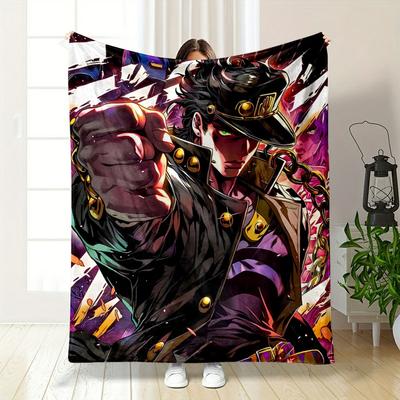 Dynamic Anime-style Figure with a Bold Pose and Chain Details. for All Seasons Blanket Lunch Break Throw Gift
