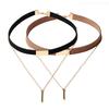 Women Vintage Punk Faux Suede Multilayer Polished Clavicle Choker Necklace Pendant